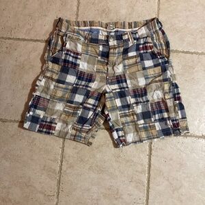 LL Bean Men's Madras Patchwork Plaid Shorts size 36W 100% cotton
